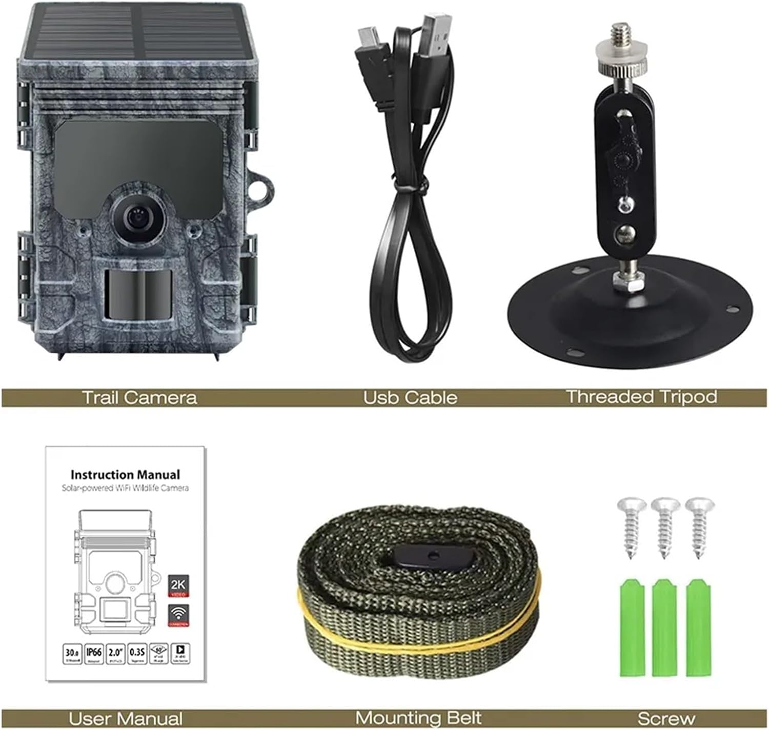 Trail Camera Solar Panel Powered - Kamera Pengintai 4K dengan WiFi, Panel