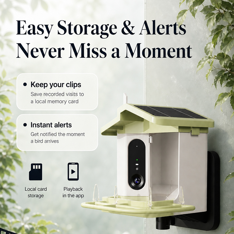 Bird Feeder Camera Wifi Smart Ai - Pengumpan Burung Tenaga Surya dengan Kamera,